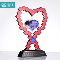 Charity Love Crystal Trophy Customized Reverse Medal Customized Anti-epidemic Medical Care Thanks Brand Volunteer Souvenir
