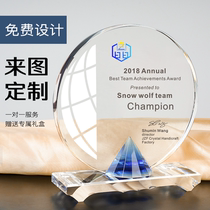 Crystal trophy custom creative medals Join authorization card custom excellent staff competition award souvenir production