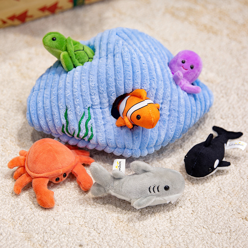 Creative Marine Animal Plush Toys, Insects, Flowers, Houses, Finger Puppets, Castles, Small Figures for Role-Playing Games