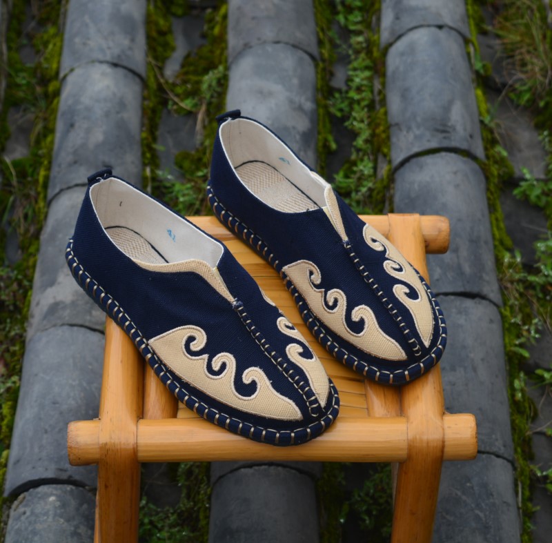 Giày đế xuồng kiểu Trung Quốc nam làm bằng tay giày đế thấp cắt cao su đế giày may gai retro thiền thiền Kung Fu giày thường - Giày thấp giày thể thao nam chính hãng