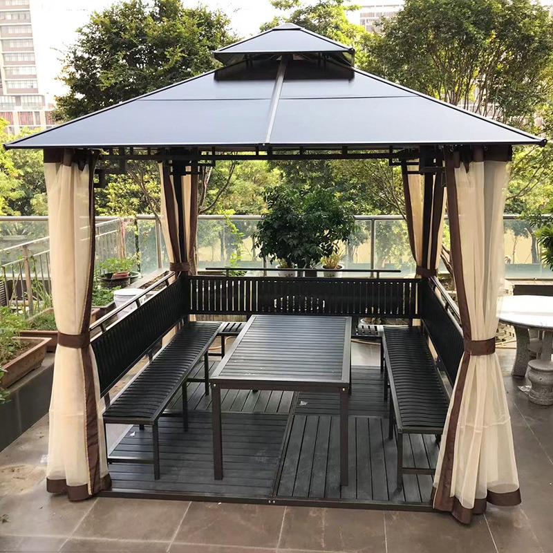 Gazebo Outdoor Sunshade Canopy Villa Courtyard Garden Tent Outdoor Farmhouse Terrace Barbecue Four-Legged Pavilion