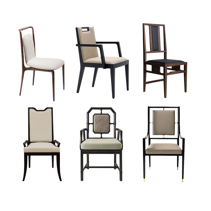 New Chinese Zen Solid Wood Dining Chair Combined Hotel Tea Building Bamboo Festival Chair Studio Book Chair Customized