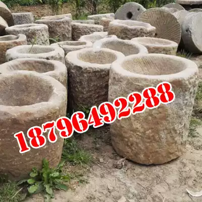Rural old objects, stone mortar, rice mortar, old stone, stone tools, stone carving, stone grinding, tea tray, running water, old stone trough