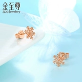 Модные золотые серьги, официальный продукт, со снежинками, 18 карат, розовое золото, подарок на день рождения