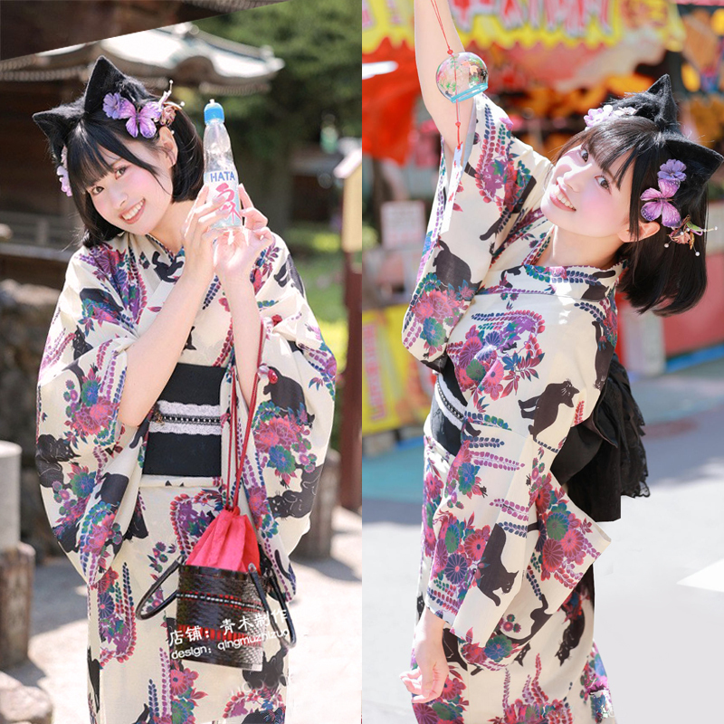 New Japanese Kimono for Women, Japanese Style Improved Kimono Yukata, Divine Girl Travel Photography Kimono