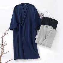 Day-style sleeping robe mens spring and autumn pure cotton thickened pyjamas for men and women and pajamas day family residence Couple bathing suit bathrobe