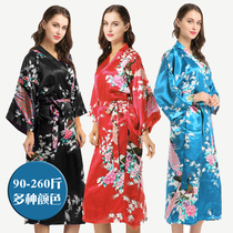 Day style kimono pyjamas female spring and summer sexy emulated silk cherry blossom bath dressing bathrobe beauty salon 200 catty pajamas