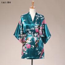Day style kimono sleepwear female sensation emulated silk cardigan bath clothes bathrobe birthday party photogrammetry sleeping robe summer