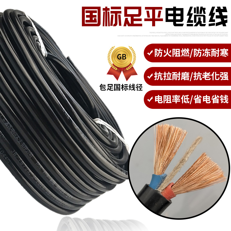 Cable wire 2-core sheathed wire outdoor antifreeze engineering soft wire two-core national standard 2 5 4 6 square wire power cord