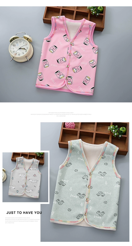 Trẻ em cộng với vest vest mặc áo len trùm đầu nam và nữ bé cotton mùa thu và mùa đông mặc ấm áp áo vest