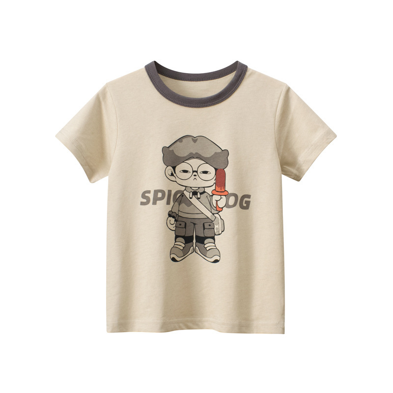 Children's Short-Sleeved T-Shirt, Korean Style Kidsren's Clothing, New Summer Products, Baby Boy Clothes, Boys' Cartoon Round-Neck Tops, Trendy Children's Short-Sleeved T-Shirt, Korean Style Kidsren's Clothing, New Summer Products, Baby Boy Clothes, Boys' Cartoon Round-Neck Tops, Trendy