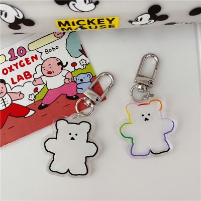 Korea ins color transparent gummy bear acrylic chain keychain airpods protective sleeve pendant pendant