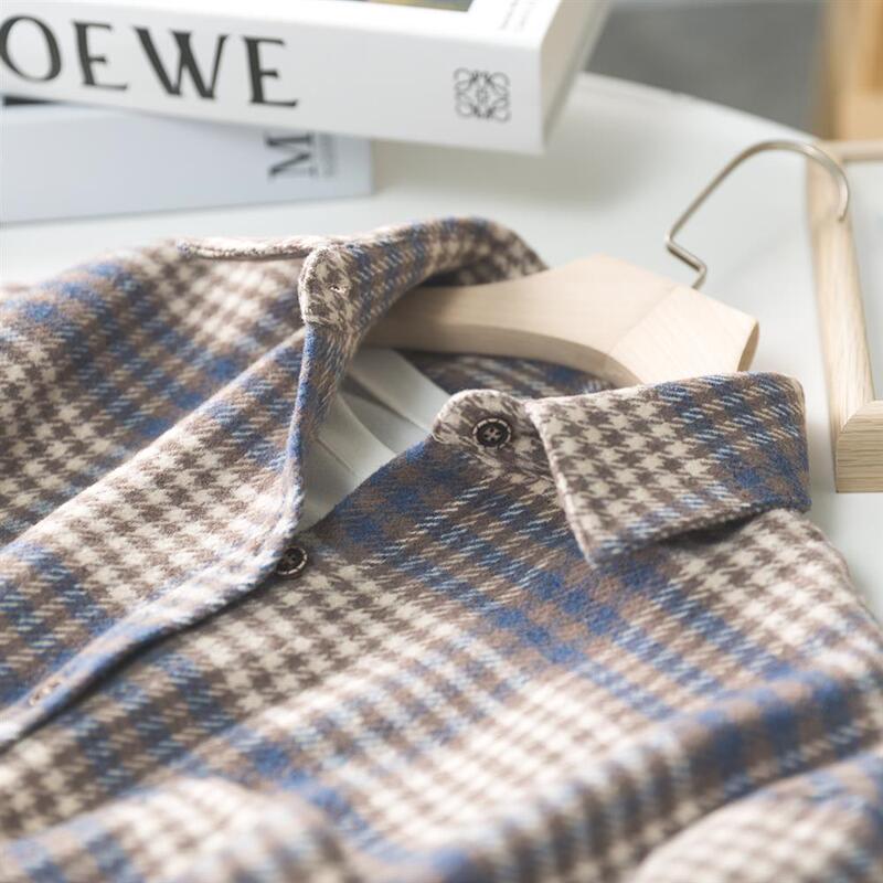 2025 New Autumn and Winter Flannel Shirt for Women, Loose Plaid Brushed Shirt, Woolen Coat, Thickened Shirt with Added Fleece