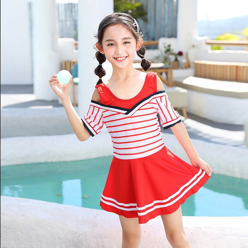 Children's bathing suit girls one-piece cute princess skirt baby small ...