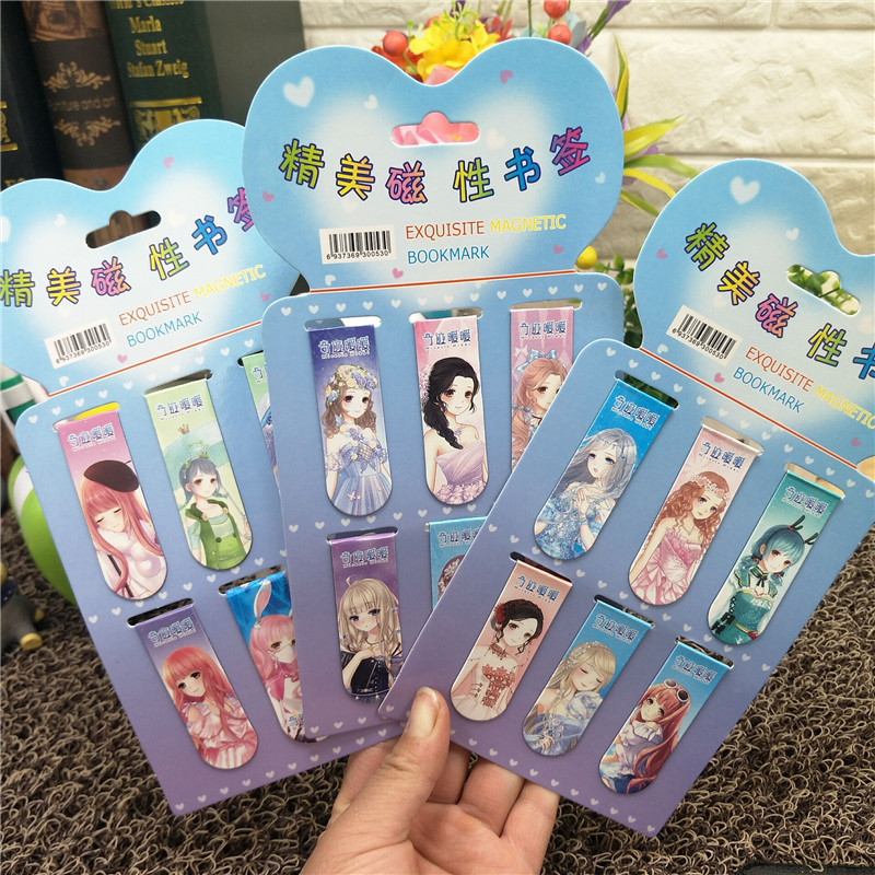 Miracle warm bookmark girl magnetic magnet paper Children girl bookmark cute student cartoon prize