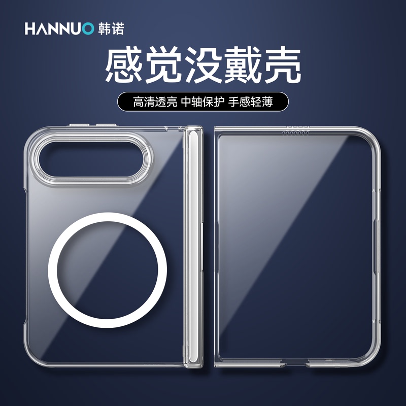 Hanuo Compatible Apple iPhone Duo Phone Case, Hanuo's New iPhone Duo Protective Cover, Transparent Central Axis Hinge, Full Coverage, High-Transparency, Magnetic Attraction, Premium Feel, Apple Foldable Screen Case