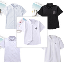  Corner lapel round lapel embroidery jk uniform pointed round neck sailor impermeable college style solid color womens summer short-sleeved top shirt