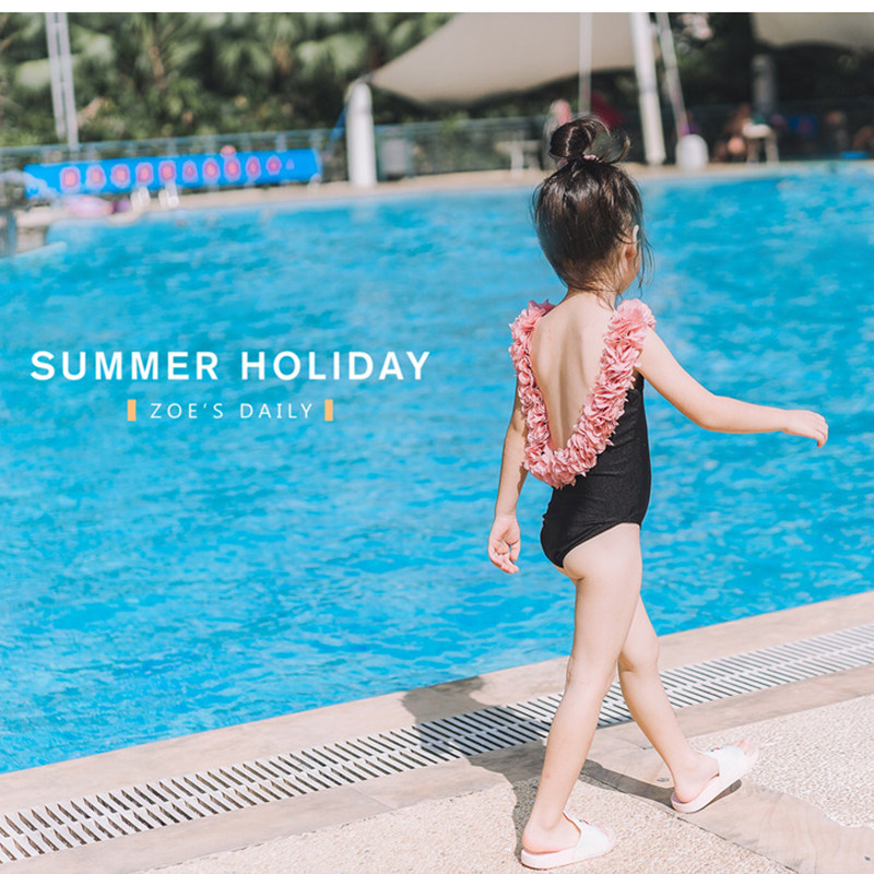 2022 summer children's swimsuit petals backless middle-aged children's children's one-piece swimsuit baby parent-child swimsuit
