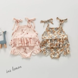 Брендовый купальник, лимонный детский комбинезон для девочек, раздельное боди, цветочный принт