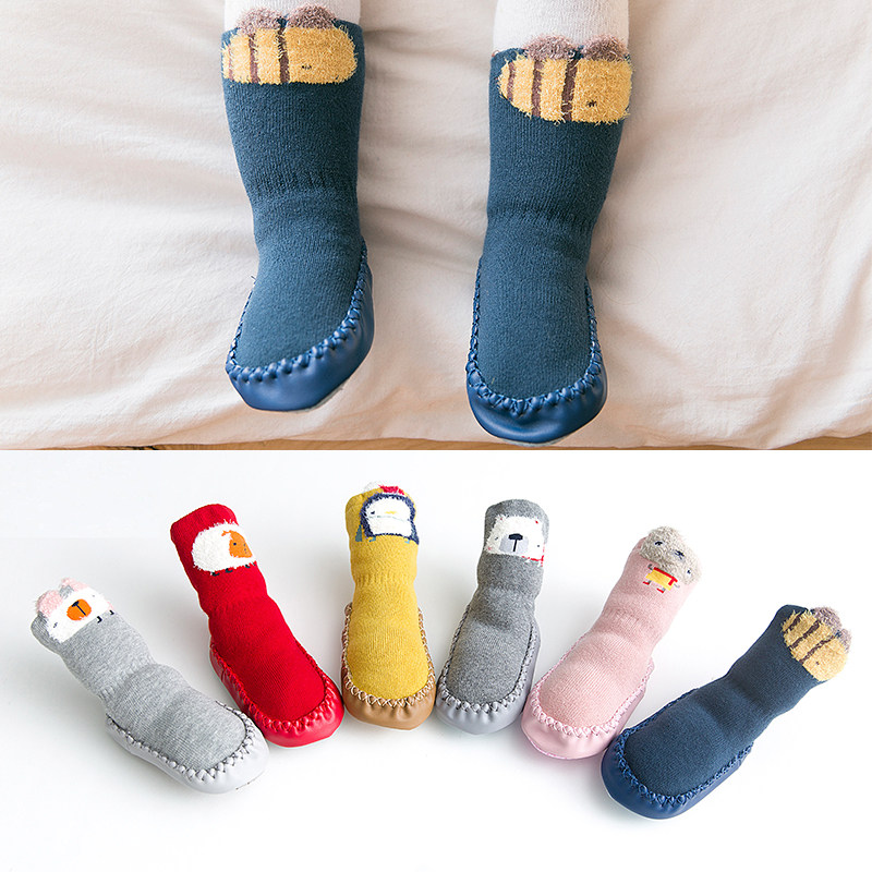 Baby Socks Spring Autumn Season Pure Cotton Female Baby Anti Slip Floor Socks Thickened Thermal School Socks Home Midbarrel Footwear Socks