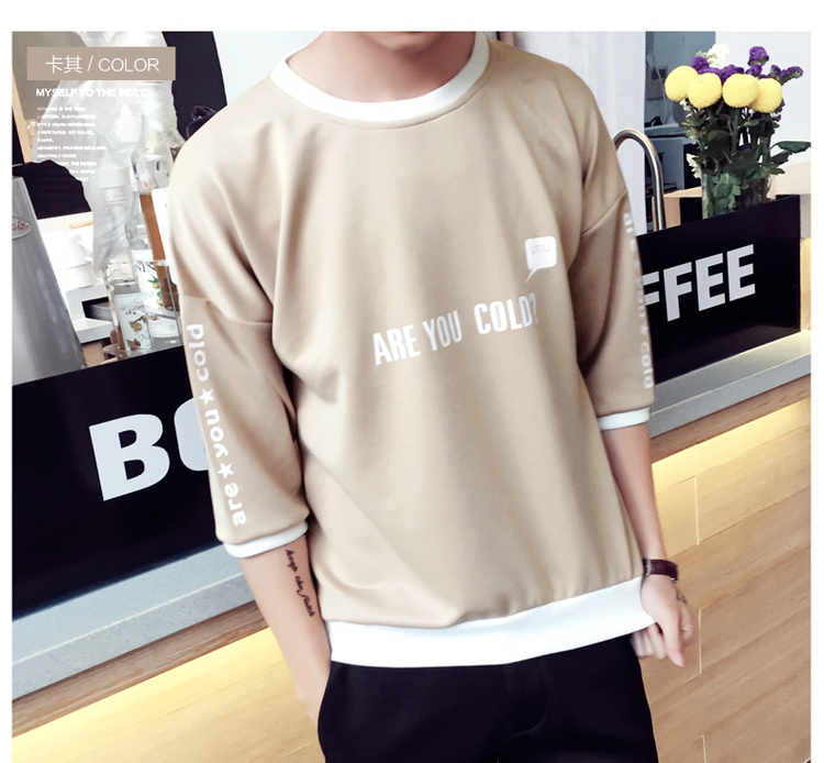 Mùa hè lỏng lẻo năm điểm tay áo T-Shirt nam dài tay 7 điểm Hàn Quốc phiên bản của bảy điểm tay áo trong tay áo xu hướng chất béo ngắn tay quần áo