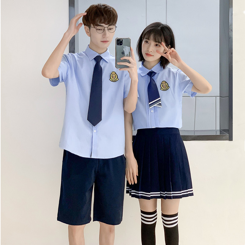 School uniform suit college style Korean junior high school students sixth grade Japanese shirt junior high school students graduation summer class uniform