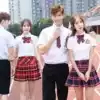 Graduation class suit suit Short sleeve high school student uniform British college style Japanese and Korean plaid skirt jk uniform shirt summer