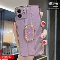 Apple 12 [Sakura Purple] Litchi Pattern Athestone Watch Cracket