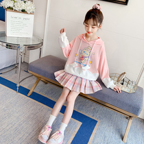 7 girls tennis red suit dress 15 spring autumn clothing new Korean version 13 year old girl JK short skirt big child sweatshirt two sets 9