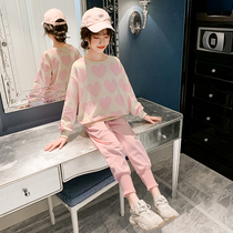 Girls suit 2021 new spring clothing children foreign pistachio red children clothes girl clothes trendy spring and autumn female great child tide