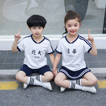 Boy Pure Cotton Short Sleeve Suit Summer Dress 2021 New Girl Casual Sportswear two sets Summer Peking University Tsinghua