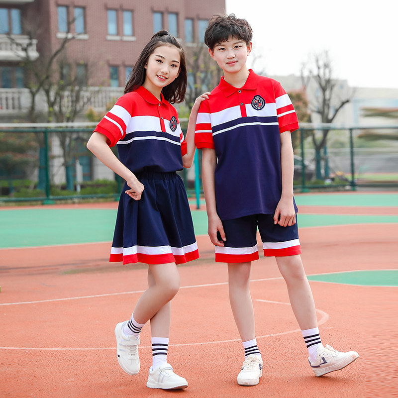 Lanyangbebe Elementary school uniforms suit summer clothing short sleeves shorts short skirts new middle school junior high school BT42D52