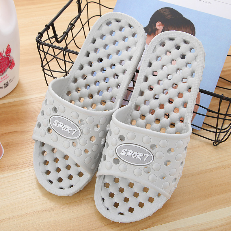 Hollow indoor slippers female summer non-slip soft bottom leaking breathable massage bath bathroom sandals and slippers male hotel hotel