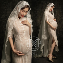 821 pregnant women Photo clothing Shadow of pregnancy Photography Write True Art Big belly photo comeback Lace Qipao Out Rental