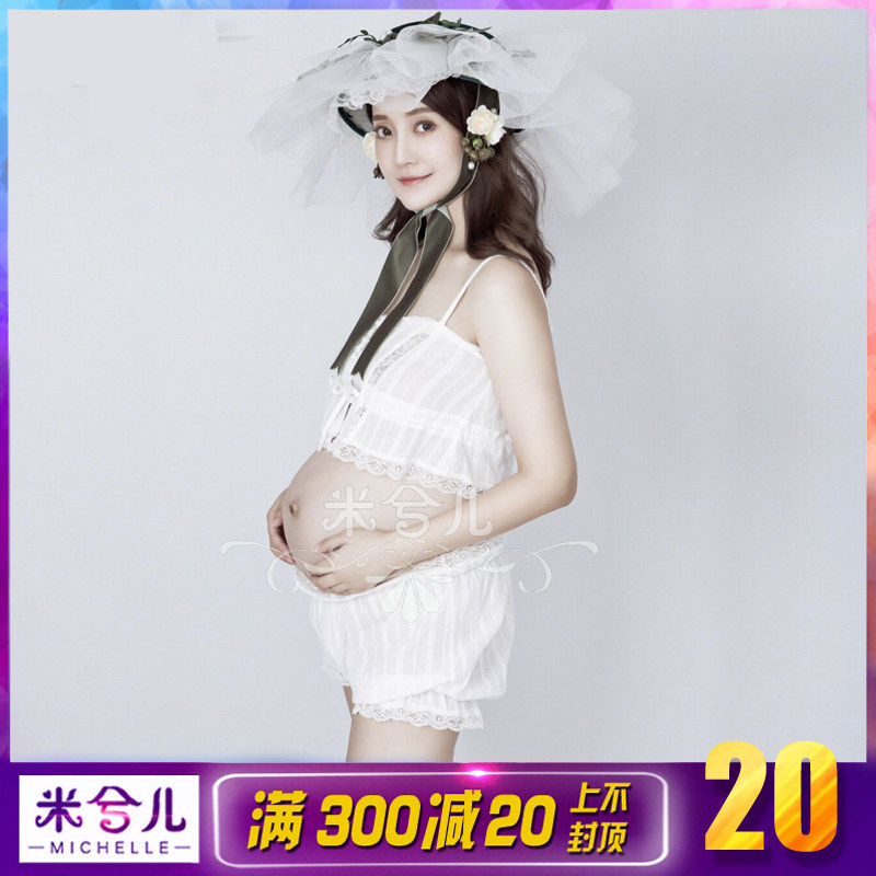 Photo studio pregnant woman photo costume personality private room photo art photo cute little fresh pajamas shooting shadow clothes woman