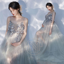 8871 Exhibition new pregnant women Photographic clothing Shadow of pregnancy Photography Write a real fairy flower web yarn dress for rent