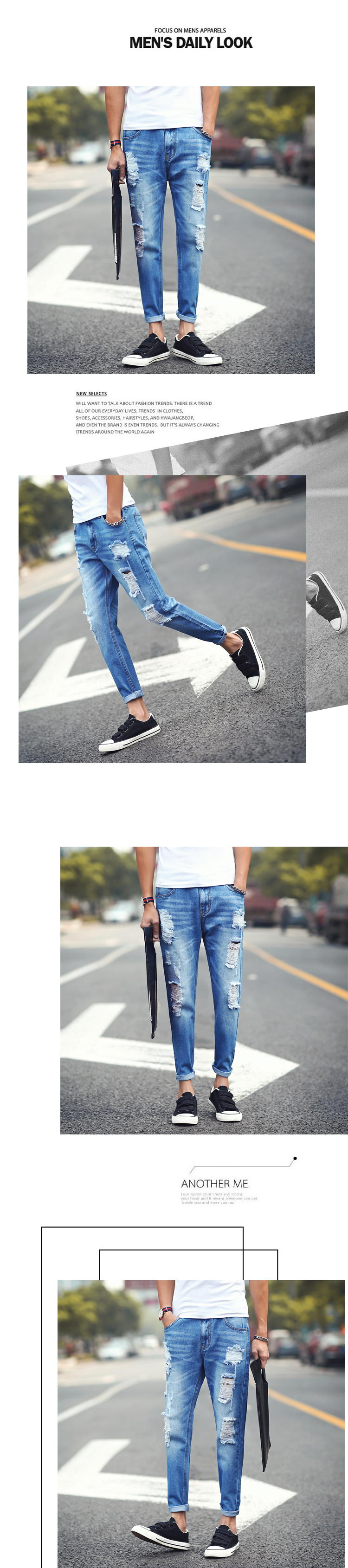 Jeans pieds Slim en coton pour été - Ref 1470899 Image 7