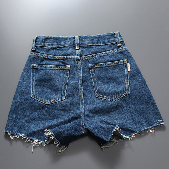 European Korean version 2025 summer new Korean version high waist blue wide leg pants loose soft thin denim shorts for women