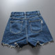 European Korean version 2025 summer new Korean version high waist blue wide leg pants loose soft thin denim shorts for women