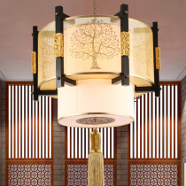 Chinese chandelier antique Chinese style solid wood sheepskin chandelier atmospheric living room hotel box hotel Chinese lamps