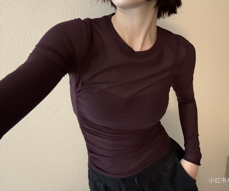 Canadian Genuine Product Direct Mail from Canada Lululemon Mesh Ruched Long-Sleeve Shirt Non-Returnable and Non-Exchangeable