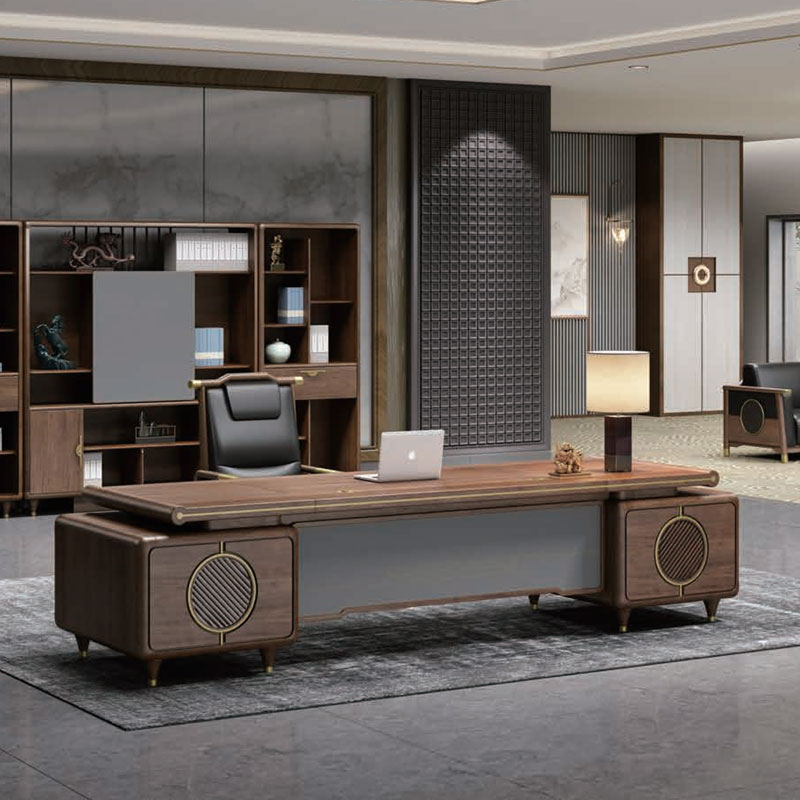 New Chinese style office desk and chair combination solid wood boss desk simple modern executive desk president office furniture customization