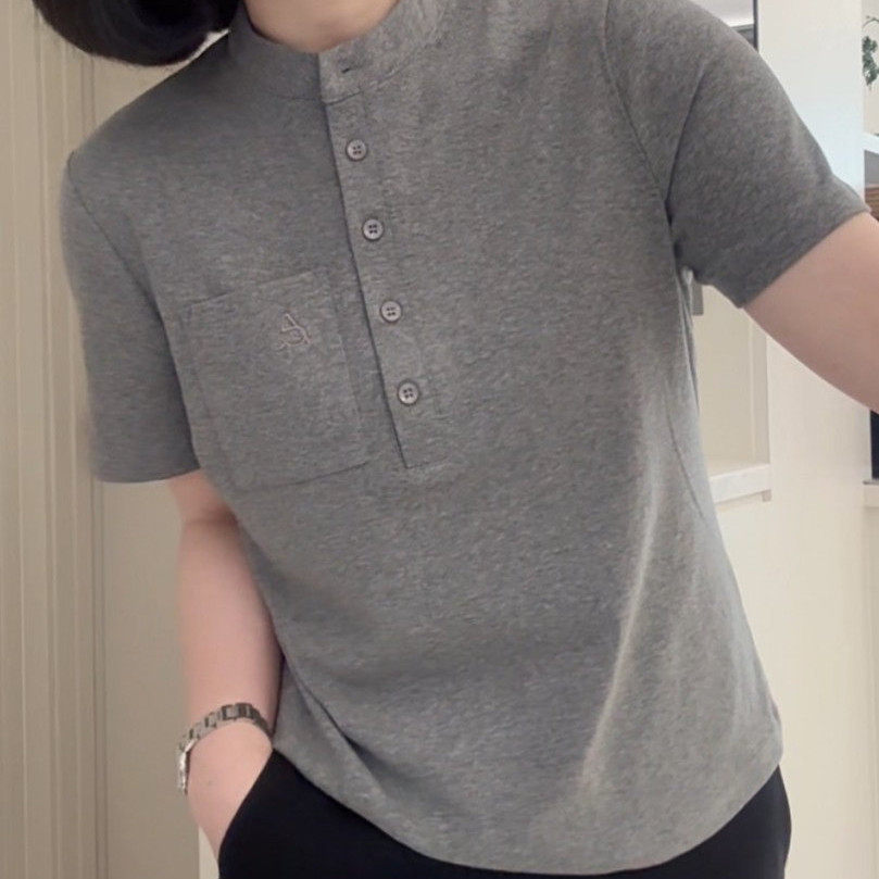 休闲简约纯棉妈妈夏装短袖T恤2025新款圆领纯色百搭上衣时尚小衫