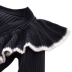 Mùa xuân 2020 mới thiết kế hốc lá sen Áo len cổ chữ V nữ dài tay áo len nữ áo len đen - Vòng cổ áo len