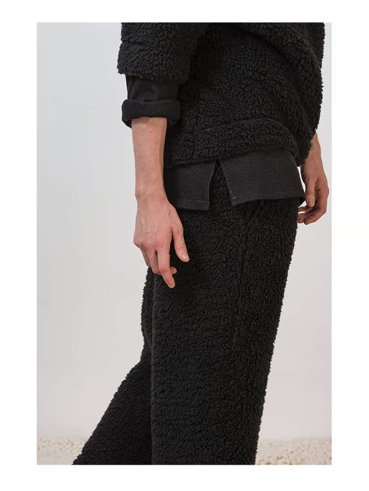 Hoa ca cao nở 18 mùa thu và mùa đông đồ ngủ nam dày cashmere ấm san hô lông cừu lỏng quần nhà dịch vụ quần ngủ quần lửng nam
