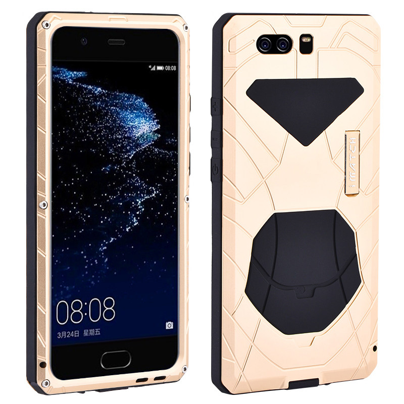 iMatch Water Resistant Shockproof Dust/Dirt/Snow-Proof Aluminum Metal Military Heavy Duty Armor Protection Case Cover for Huawei P10 & Huawei P10 Plus