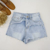 2018 mùa đông mới thời trang khâu chân rộng tua rua denim giản dị nữ 45770 quần sooc đẹp cho người béo