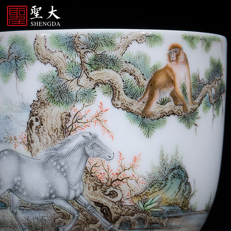 Santa teacups hand - made ceramic kungfu pastel zodiac cup six sets of master sample tea cup of jingdezhen tea service