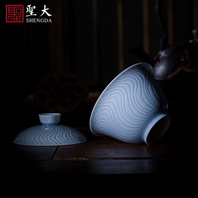 St large ceramic three tureen tea cups all hand azure glaze hand - cut no tureen jingdezhen kung fu tea set