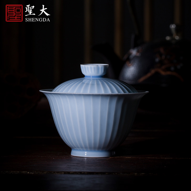 St large ceramic three tureen tea cups all hand azure glaze hand - cut no tureen jingdezhen kung fu tea set